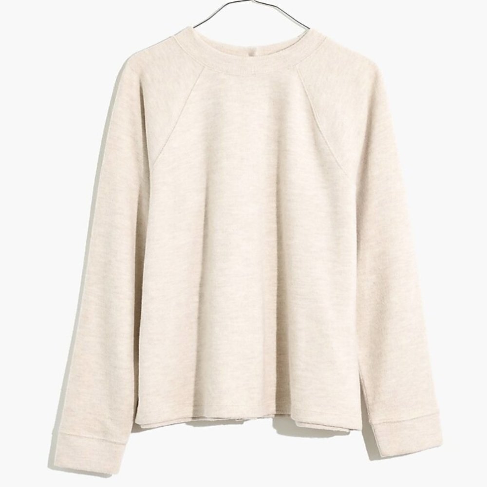 madewell (re)sourced plush mockneck button-back top